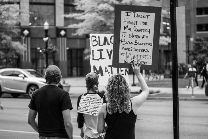 Goodbye 2020, Hello 2021 mary horsley it could be worse blog black lives matter march Lexington Kentucky united states veteran black and white photo June 2020